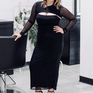 Cut out mesh black dress